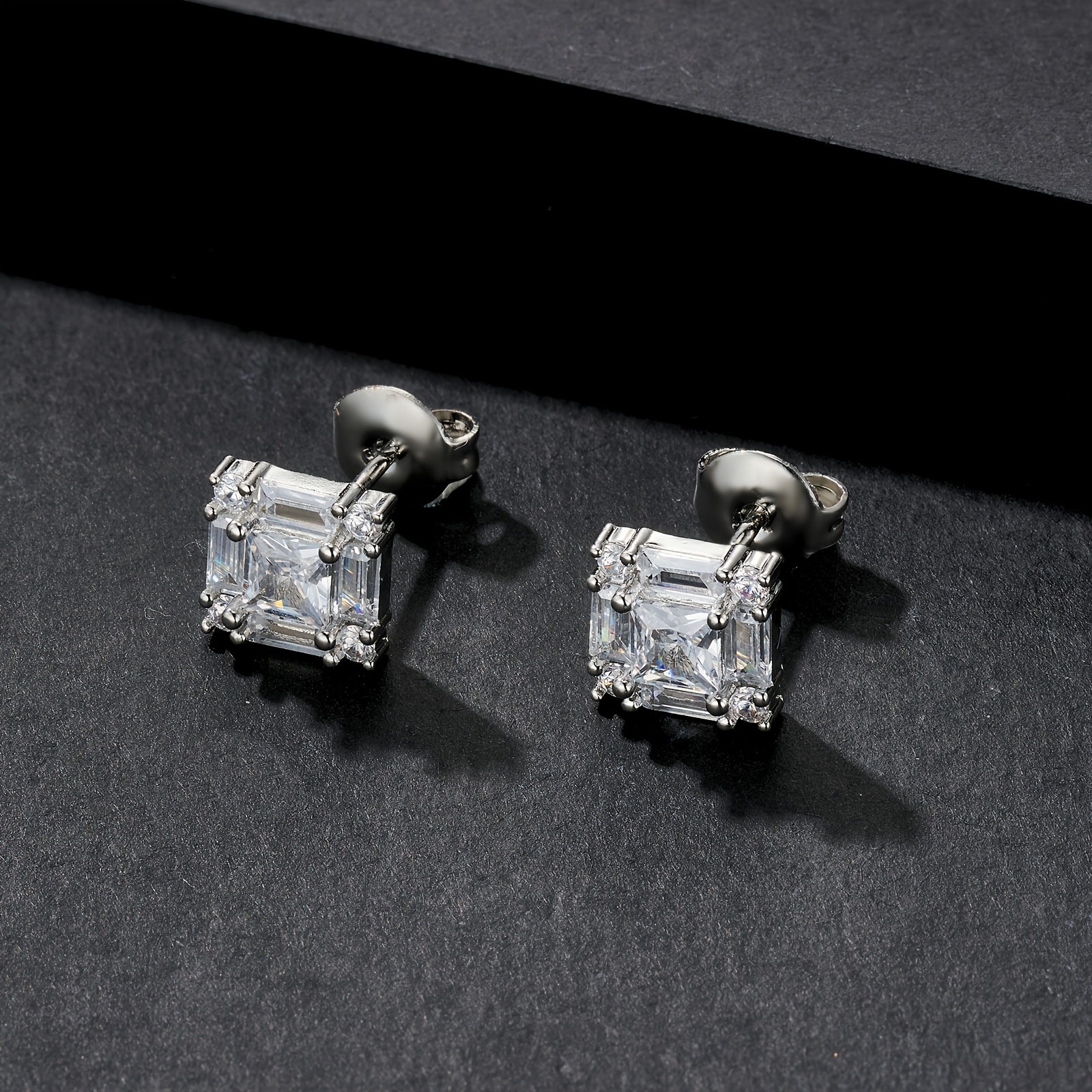 ICEDCHICS 9mm Square Stud Earrings, Hip-Hop Style